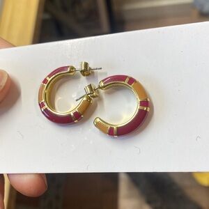 Isabel Marant Gold and Red Hoop Earrings